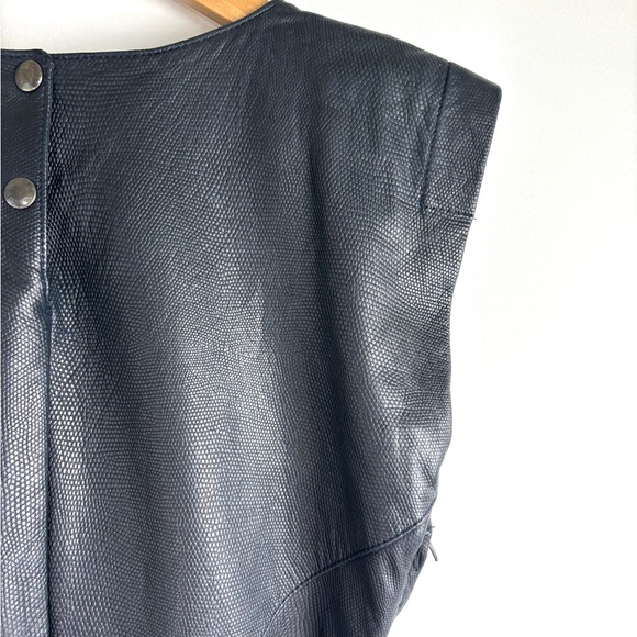 Vintage Bagatelle Soft Navy Embossed Leather midi length Pencil Dress. - Picture 5 of 9